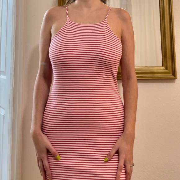 Dress. Pink & white(cream) stripes. Gently worn. Good condition- sz small - Picture 3 of 4